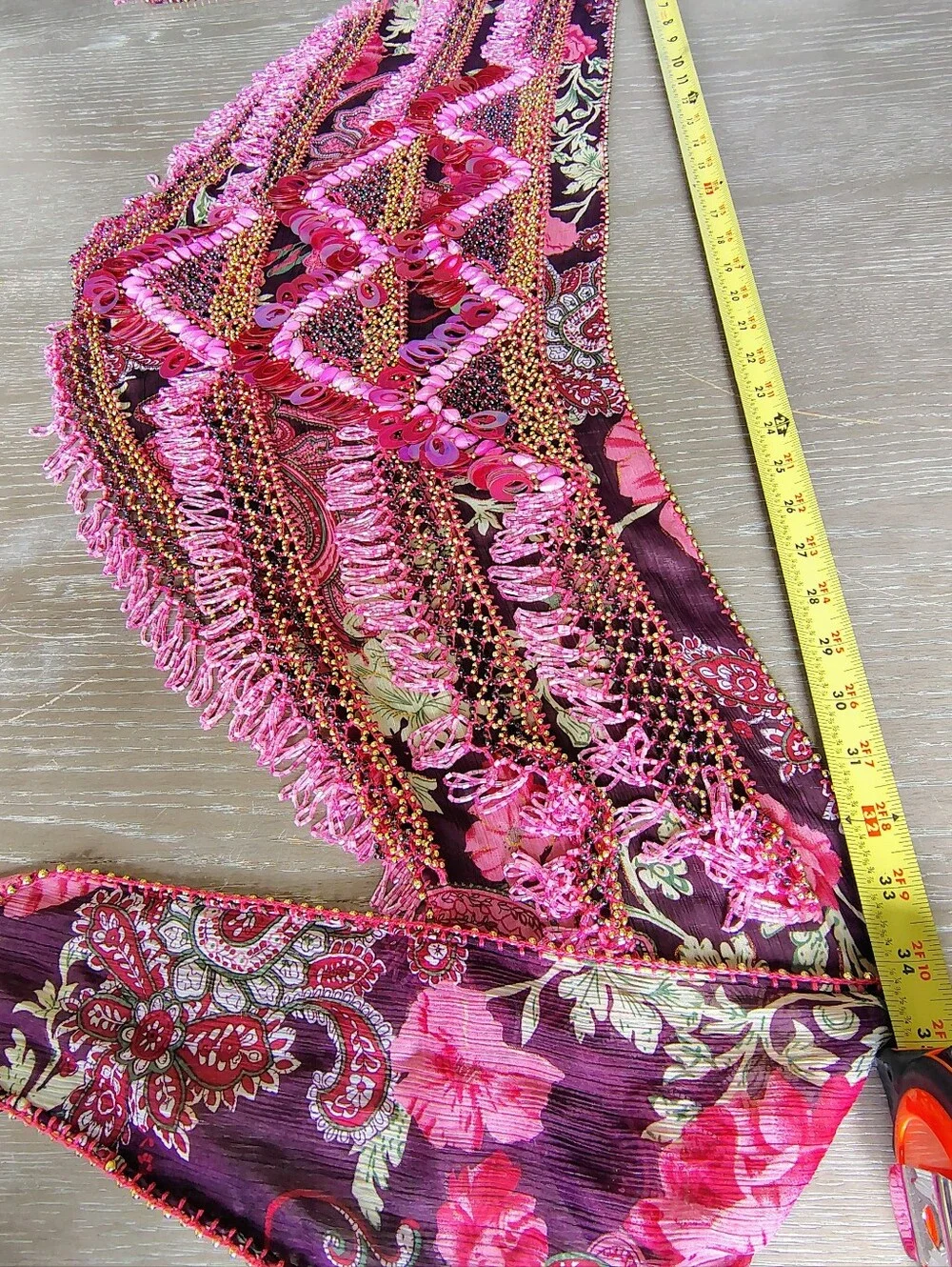 Artisan Hand Beaded Wearable Textile Art Statement Wrap Festival Boho
